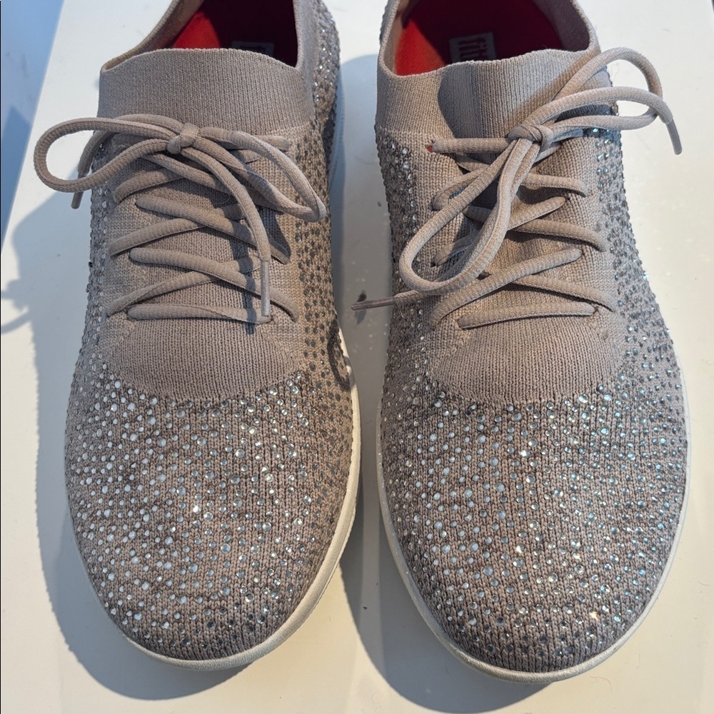 Fitflop Beige Knit Sneakers with Sparkle size 8 - Picture 5 of 12